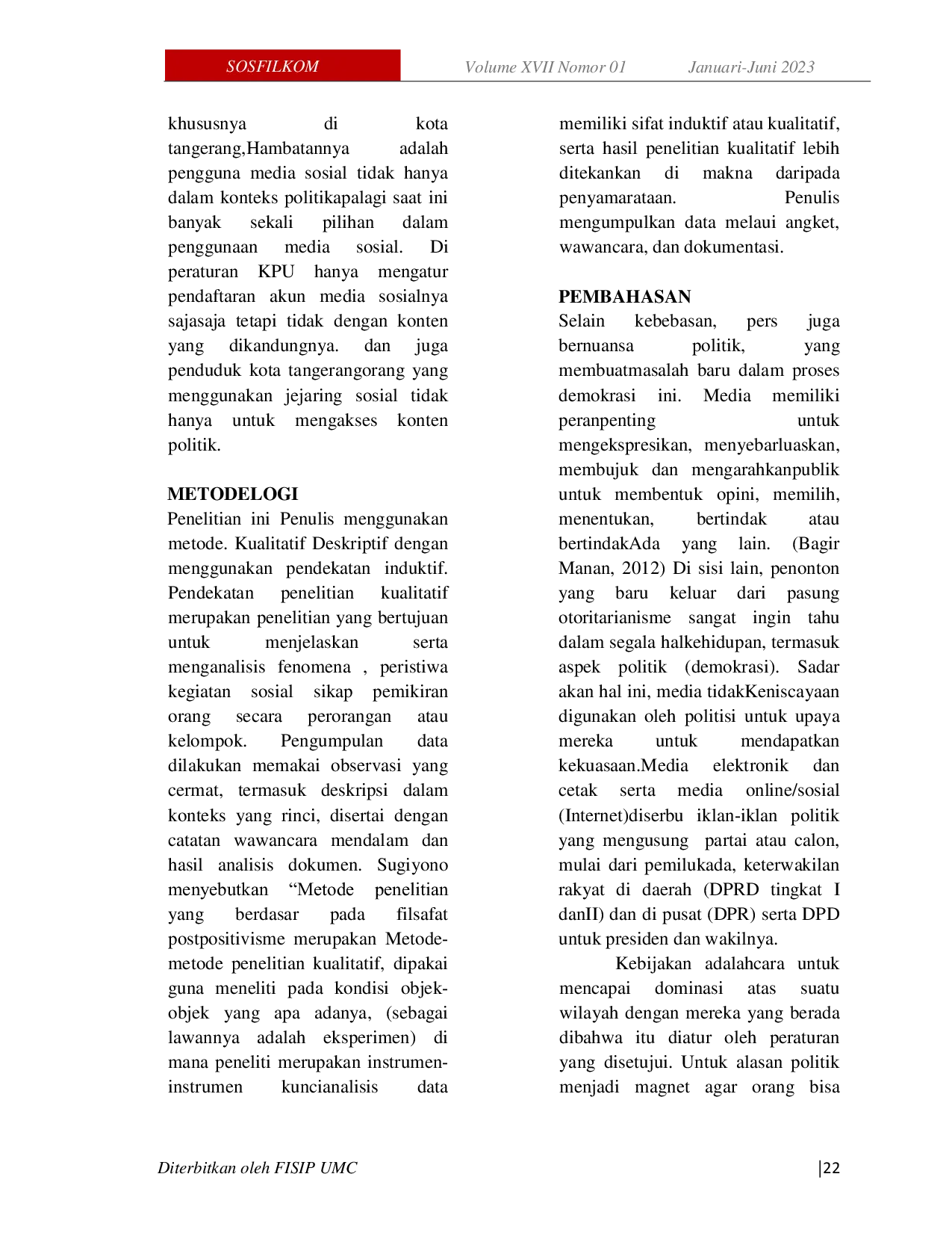 JURIS Pengaruh Kampanye Calon Kepala Desa Melalui Sosial Media Terhadap Elektabilitas Pemilu di Kota Tangerang