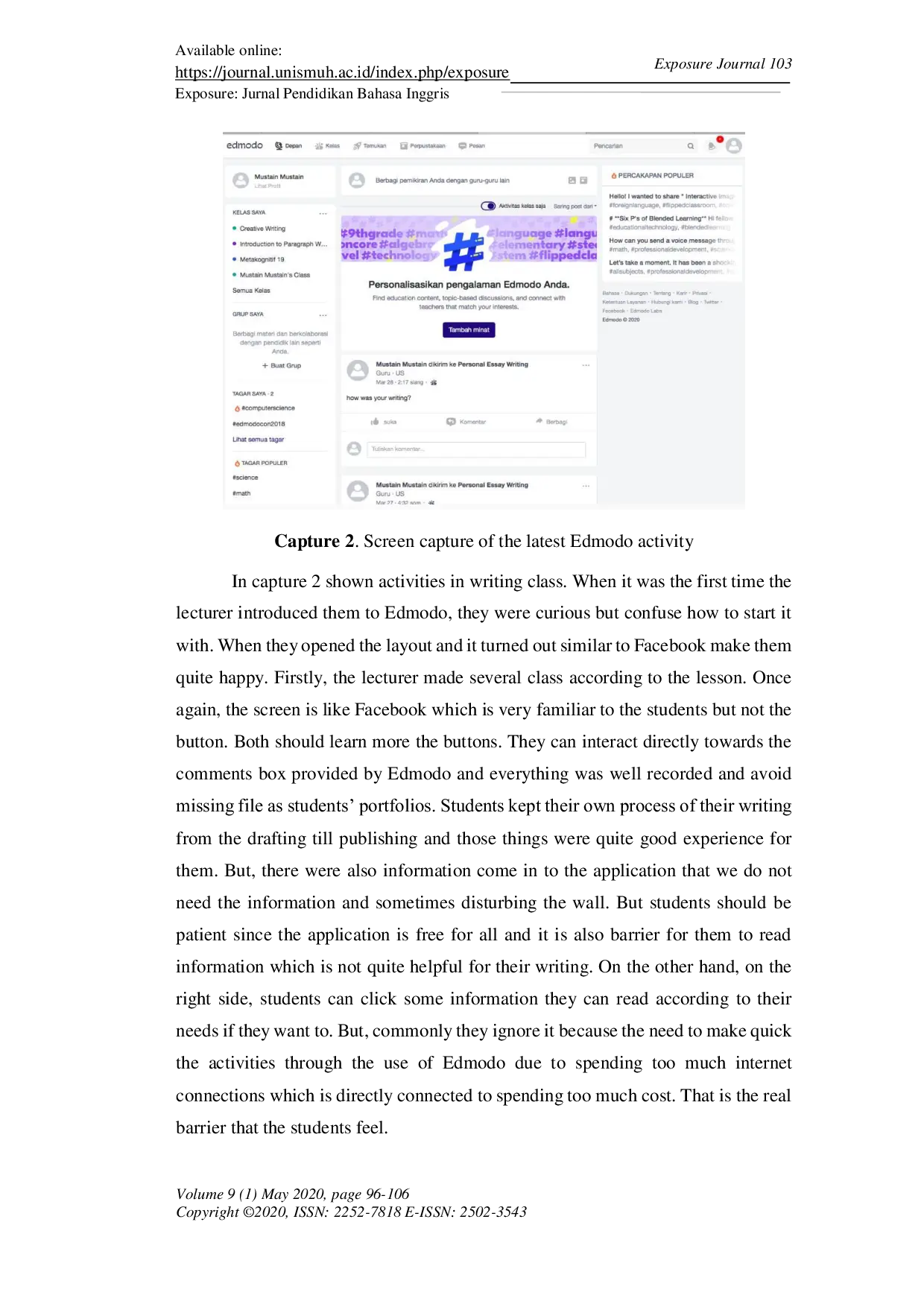 JURIS Beyond The Application of Edmodo in Classroom Students Perception and Their Barriers in The Process of Utilizing It in Writing Class