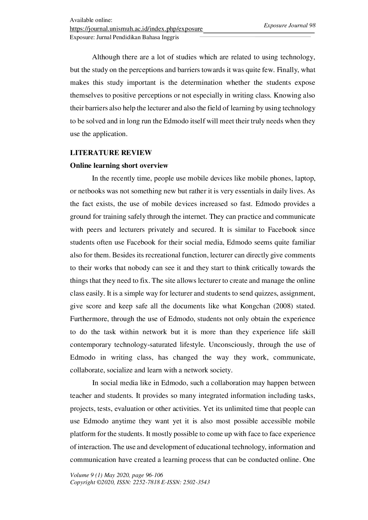JURIS Beyond The Application of Edmodo in Classroom Students Perception and Their Barriers in The Process of Utilizing It in Writing Class