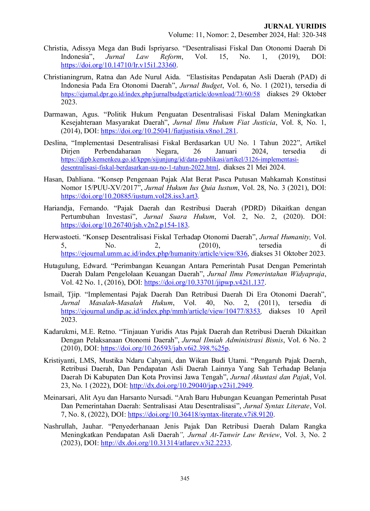 JURIS Implikasi Undang Undang Hubungan Keuangan Pusat dan Daerah Terhadap Pengaturan Pajak dan Pendapatan Asli Daerah