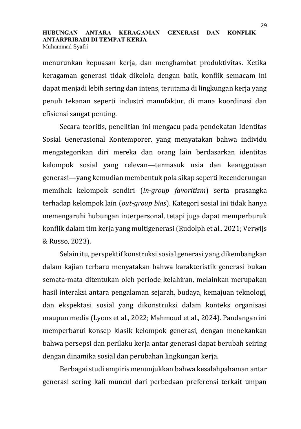 JURIS Hubungan Antara Keragaman Generasi Dan Konflik Antarpribadi Di Tempat Kerja