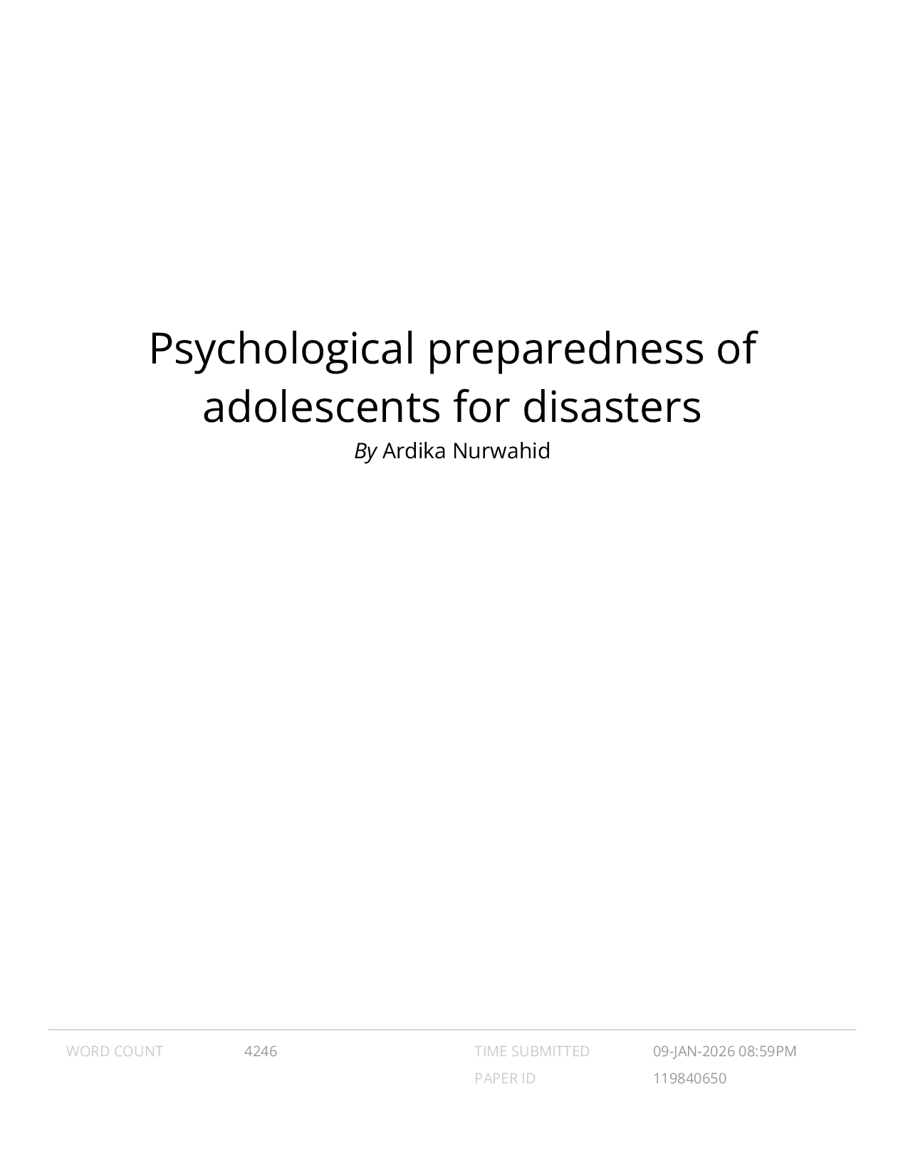 JURIS Psychological preparedness of adolescents for disasters