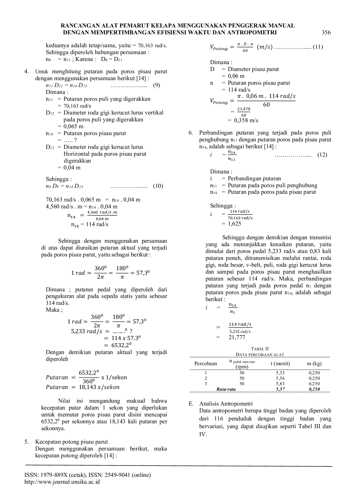 JURIS Rancangan Alat Pemarut Kelapa Menggunakan Penggerak Manual Dengan Mempertimbangkan Efisiensi Waktu Dan Antropometri