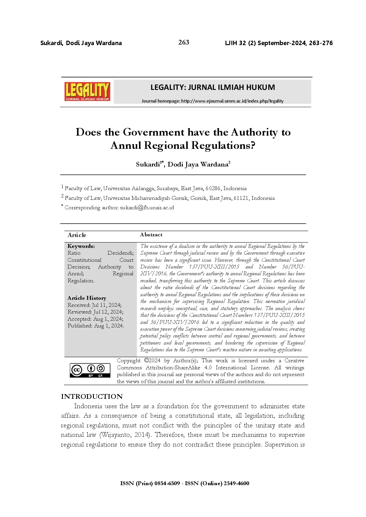 juris Does the Government have the authority to annul Regional Regulations