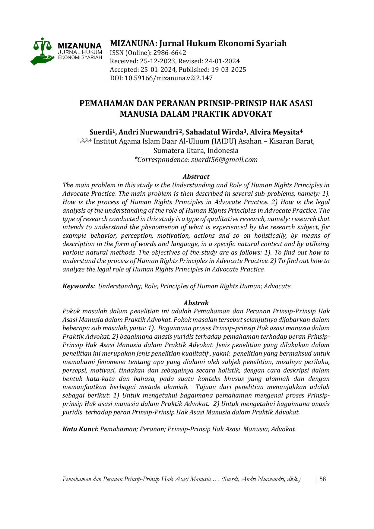JURIS Pemahaman dan Peranan Prinsip Prinsip Hak Asasi Manusia dalam Praktik Advokat