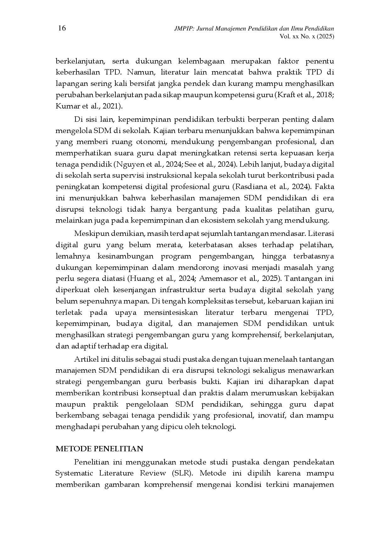 JURIS Manajemen Sumber Daya Manusia Pendidikan di Era Disrupsi Teknologi Tantangan dan Strategi Pengembangan Guru