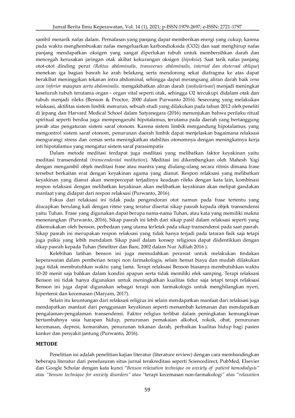 JURIS Efektivitas Relaksasi Benson Terhadap Kecemasan Pasien Yang Menjalani Hemodialisa