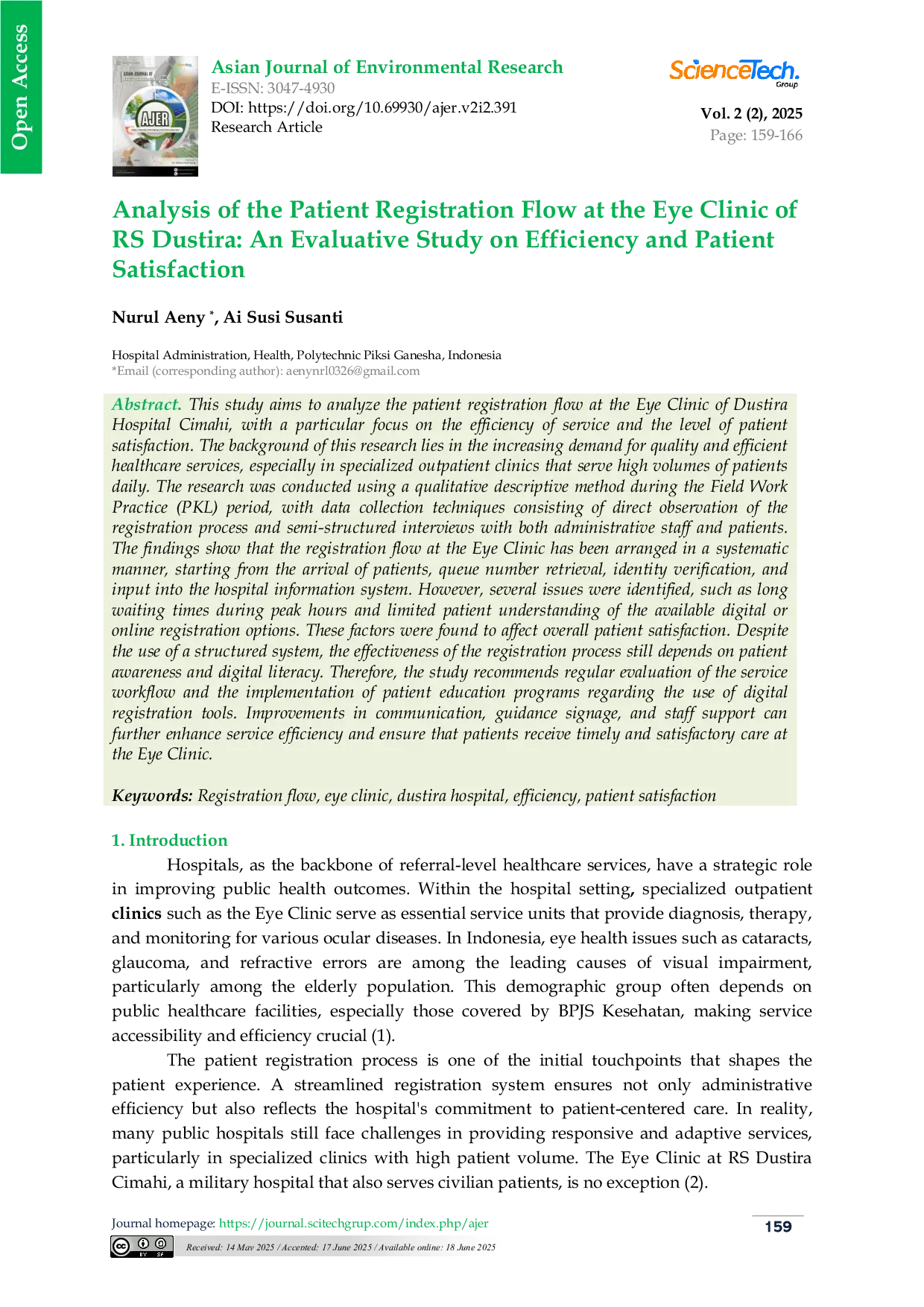JURIS Analysis of the Patient Registration Flow at the Eye Clinic of RS Dustira an Evaluative Study on Efficiency and Patient Satisfaction