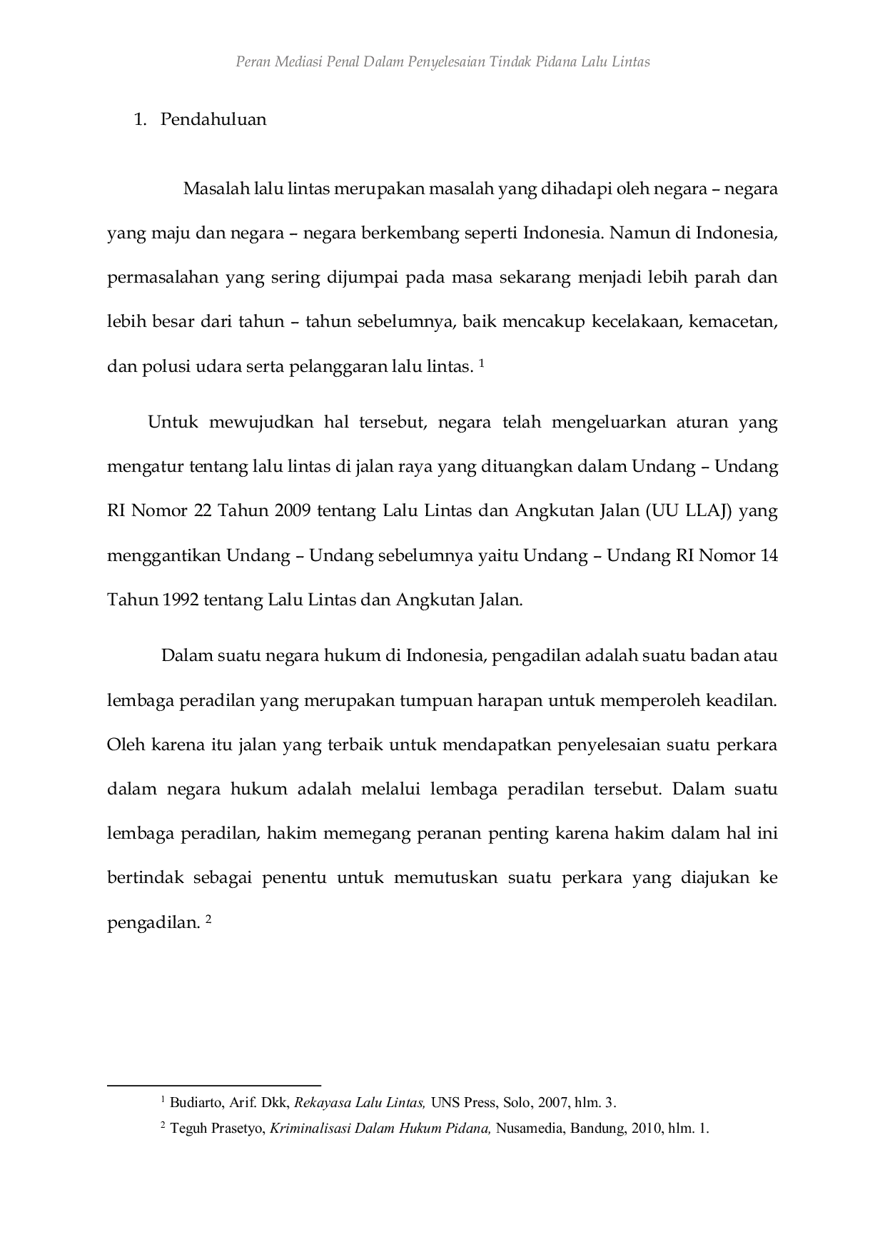 JURIS Peran Mediasi Penal Dalam Penyelesaian Tindak Pidana Lalu Lintas