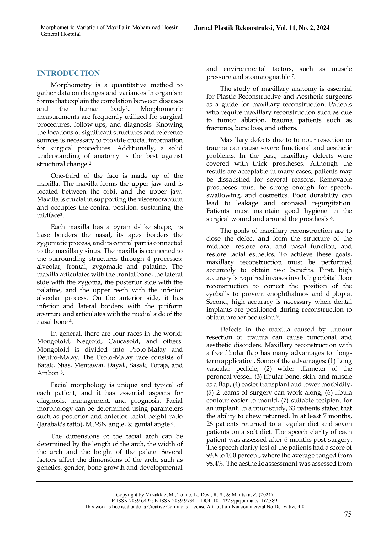 JURIS Variasi Morfometri Maksila pada Pasien di Rumah Sakit Umum Pusat Mohammad Hoesin