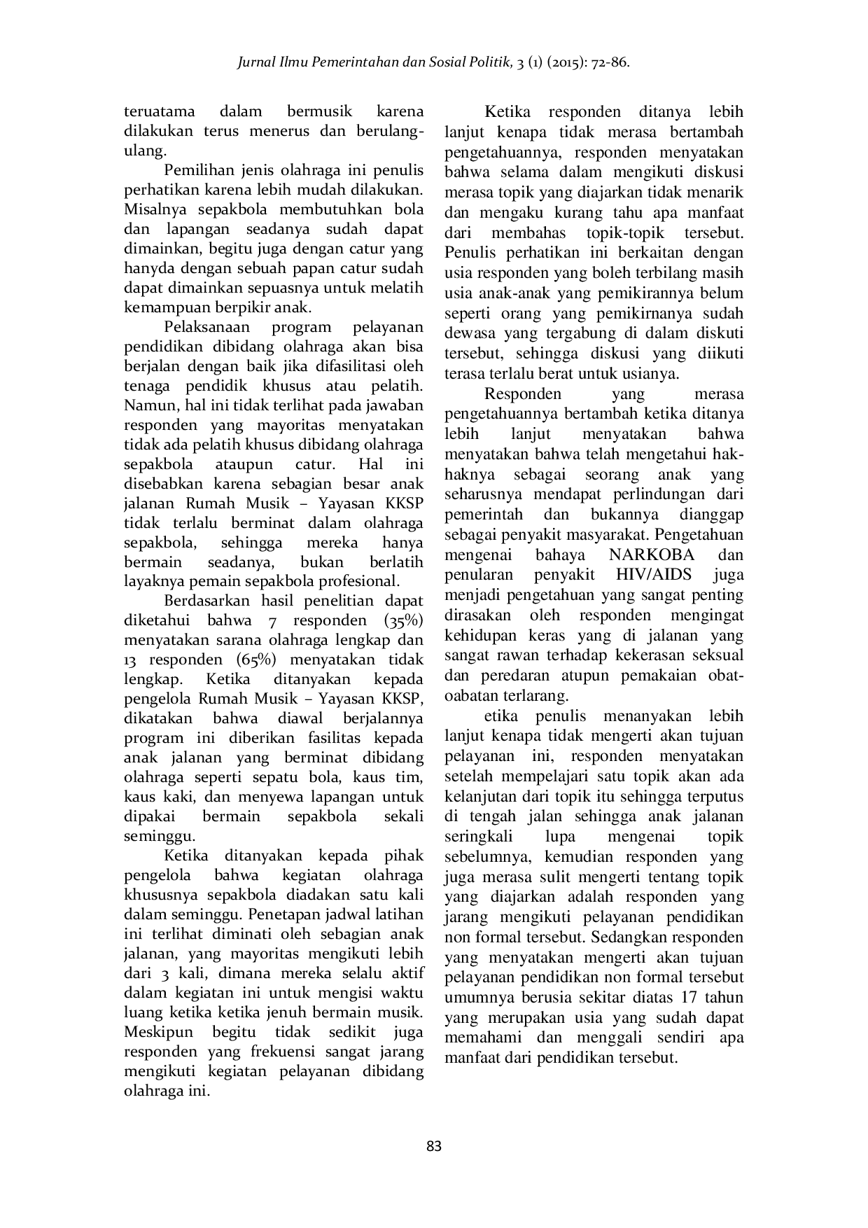 JURIS Pemberdayaan Anak Jalanan di Rumah Musik Yayasan Kelompok Kerja Sosial Perkotaan Medan