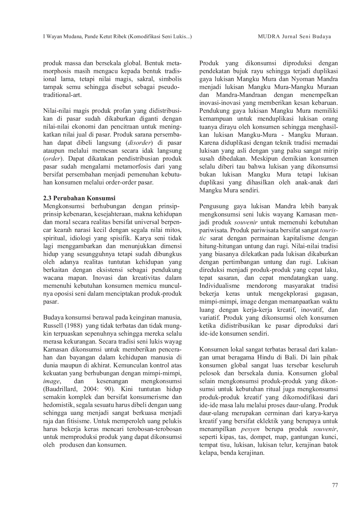 JURIS Komodifikasi Seni Lukis Wayang Kamasan Sebagai Produk Industri Kreatif Penunjang Pariwisata