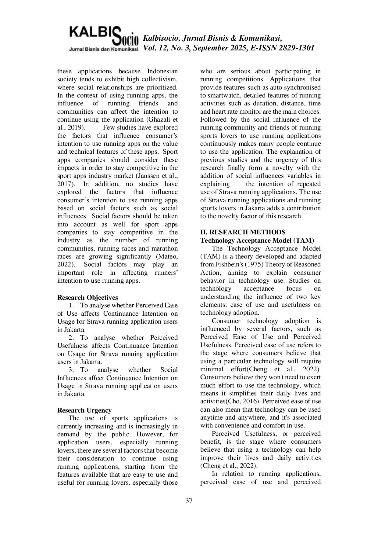 JURIS Factors Affecting Runners Continuance Intention on Strava Running Apps Usage In Jakarta