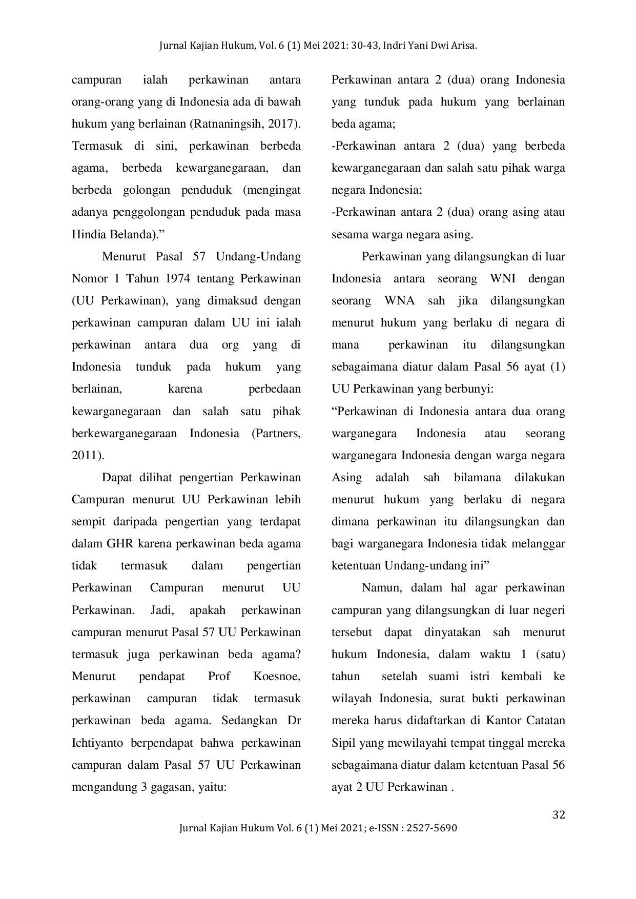 JURIS Problematika Hukum Perkawinan Campuran Di Indonesia Dalam Perspektif Hukum Perdata Internasional