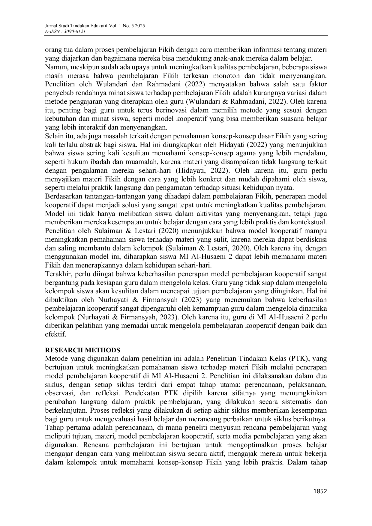 JURIS Penguatan Pemahaman Fikih melalui Model Pembelajaran Kooperatif pada Siswa Kelas II MI Al Husaeni 2 Peningkatan Keterampilan Praktik Ibadah Siswa