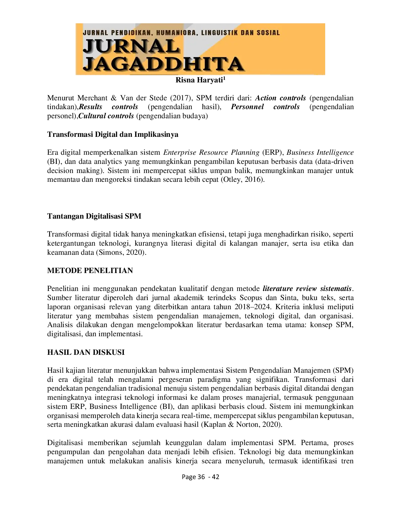 JURIS Konsep Dan Implementasi Sistem Pengendalian Manajemen Di Era Digital