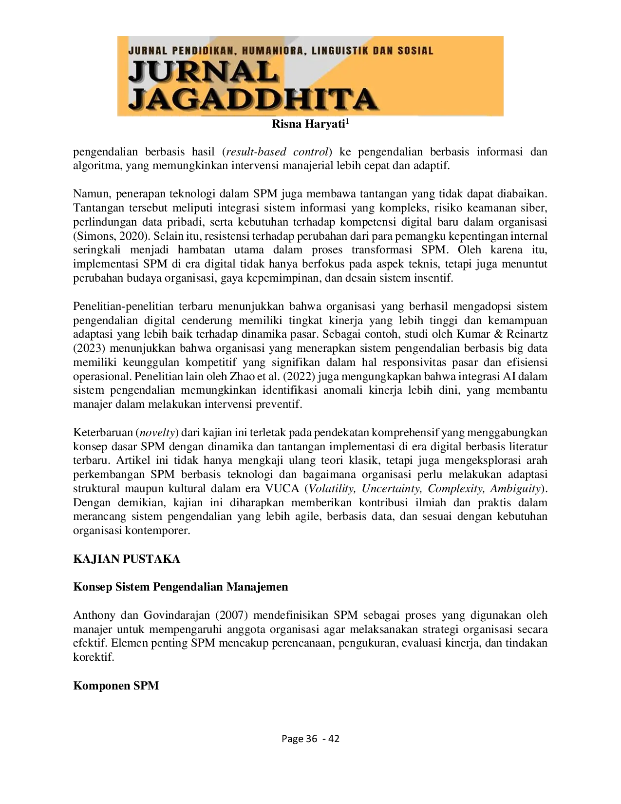 JURIS Konsep Dan Implementasi Sistem Pengendalian Manajemen Di Era Digital