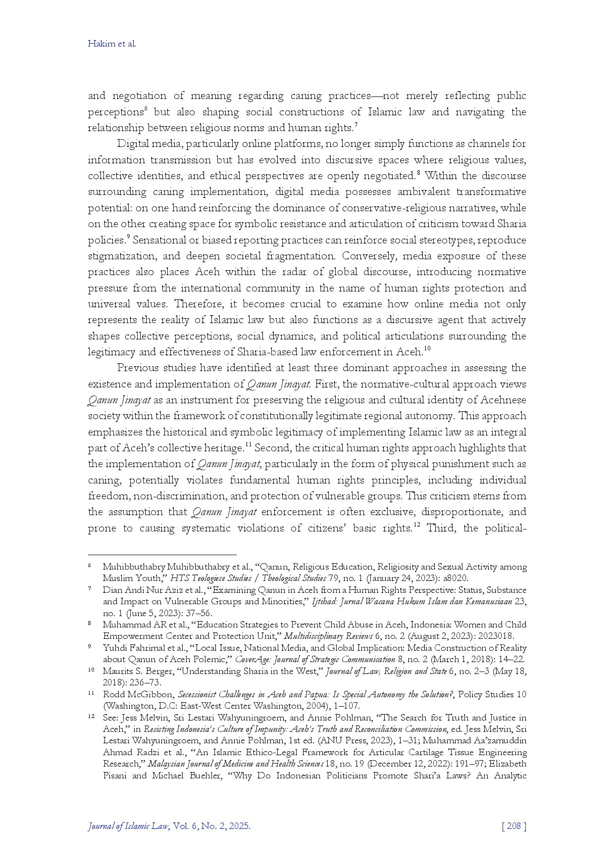 juris Contesting Sharia and Human Rights in the Digital Sphere Media Representations of the Caning Controversy under the Qanun Jinayat in Aceh