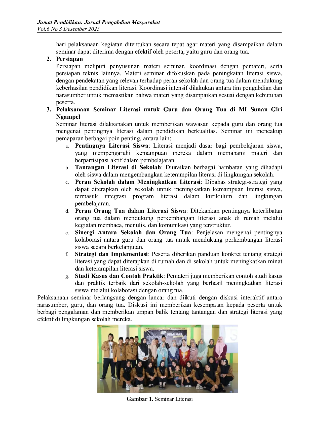 JURIS Peningkatan Literasi Melalui Sinergi Guru Orang Tua Menuju Pendidikan yang Berkualitas di MI Sunan Giri Ngampel Jombang