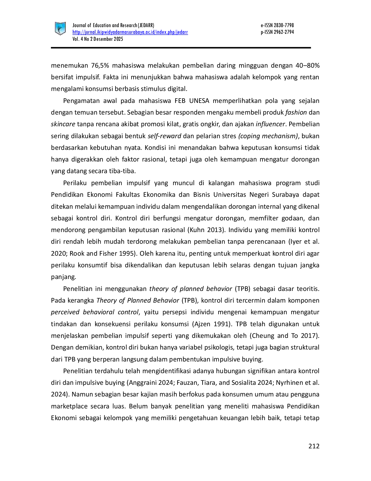 JURIS Analisis Beberapa Faktor yang Mempengaruhi Perilaku Pembelian Impulsif Mahasiswa