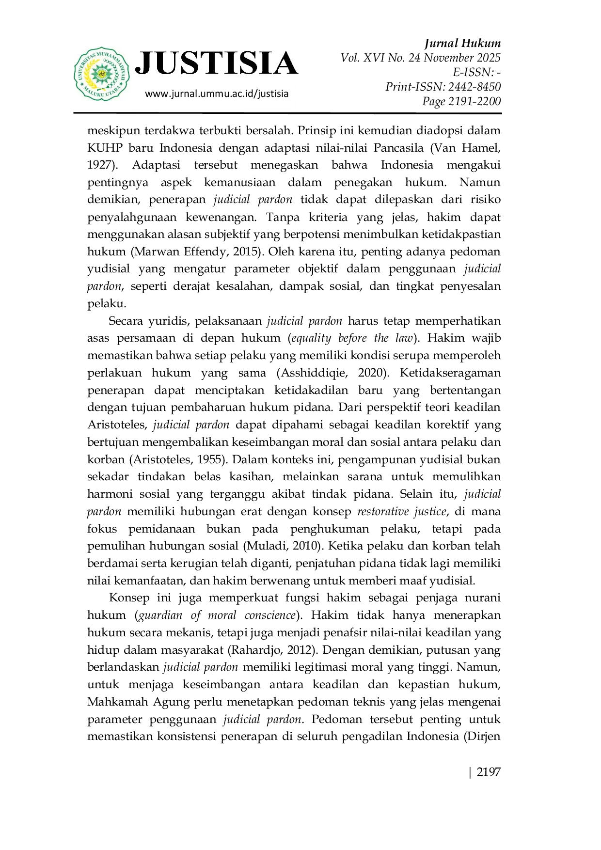 JURIS Analisis Konsep Judicial Pardon dalam Pembaharuan Kitab Undang Undang Hukum Pidana