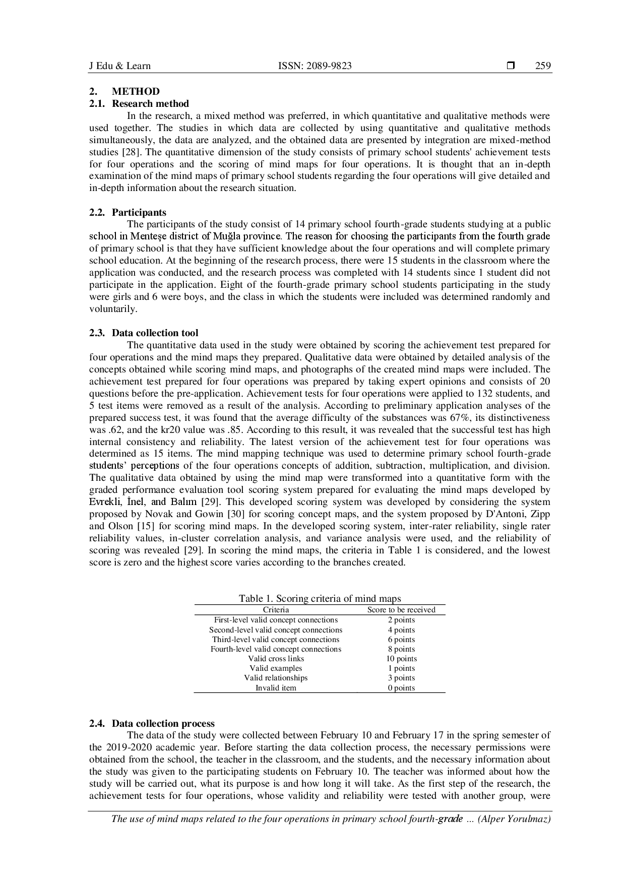 juris The use of mind maps related to the four operations in primary school fourth grade students as an evaluation tool