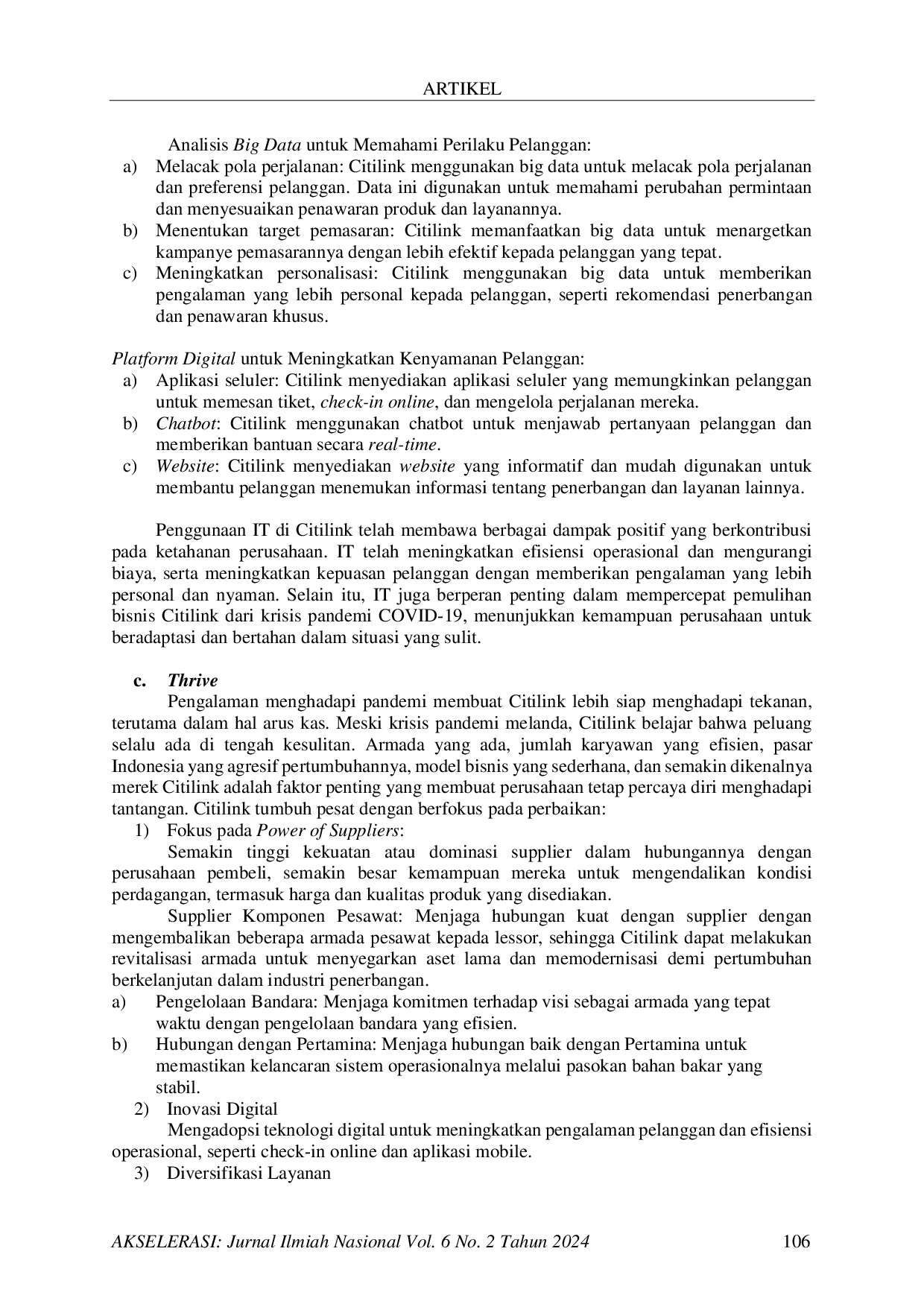 JURIS Kajian Manajemen Strategik Strategies For Building Resilience And Agility Pada PT Citilink Indonesia Post Covid 19