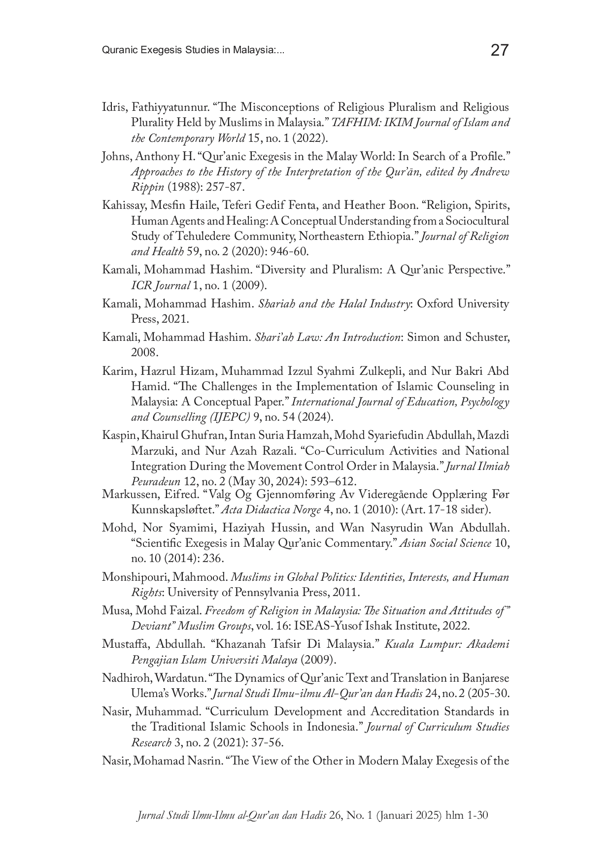 JURIS Quranic Exegesis Studies in Malaysia Realities Challenges and Future Direction