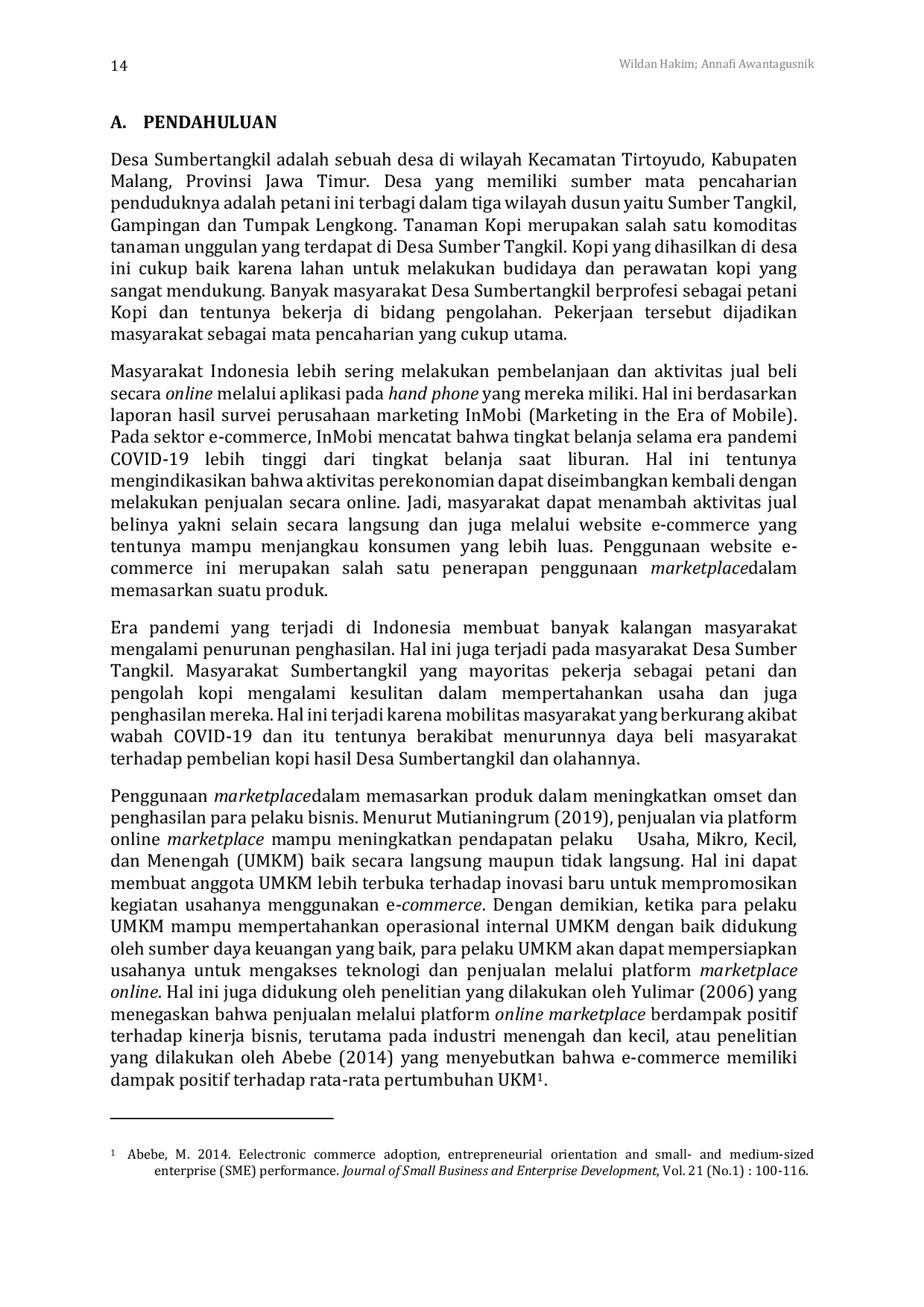 JURIS Sosialisasi Penggunaan Marketplace Dalam Pemasaran Produk Olahan Kopi di Desa Sumbertangkil Kecamatan Tirtoyudo Untuk Meningkatkan UMKM di Tengah Pandemi