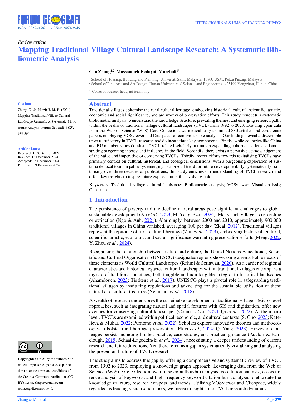 JURIS Mapping Traditional Village Cultural Landscape Research A Systematic Bibliometric Analysis