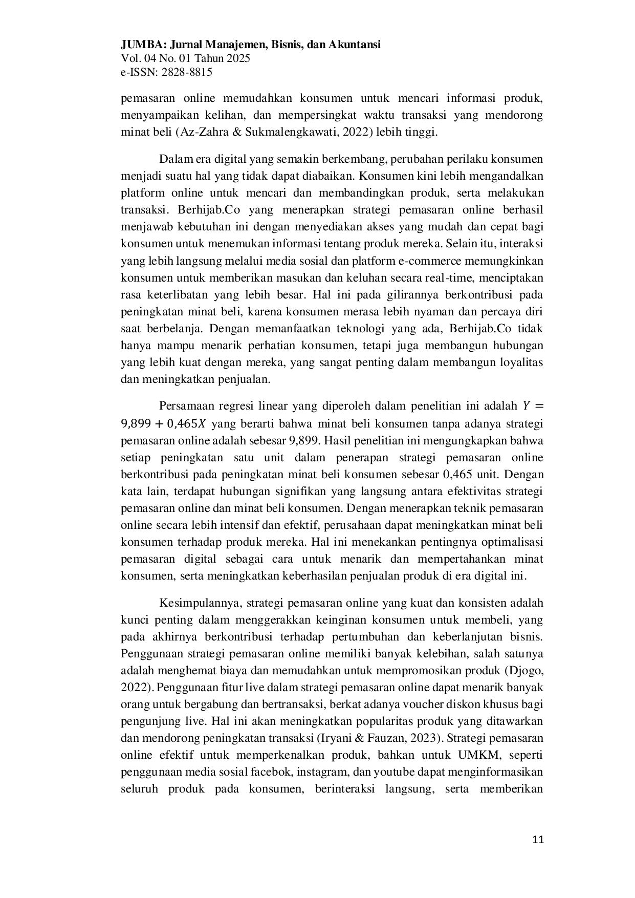 JURIS Pengaruh Strategi Pemasaran Online Terhadap Minat Beli Konsumen Studi Kasus Pada Toko Berhijab Co