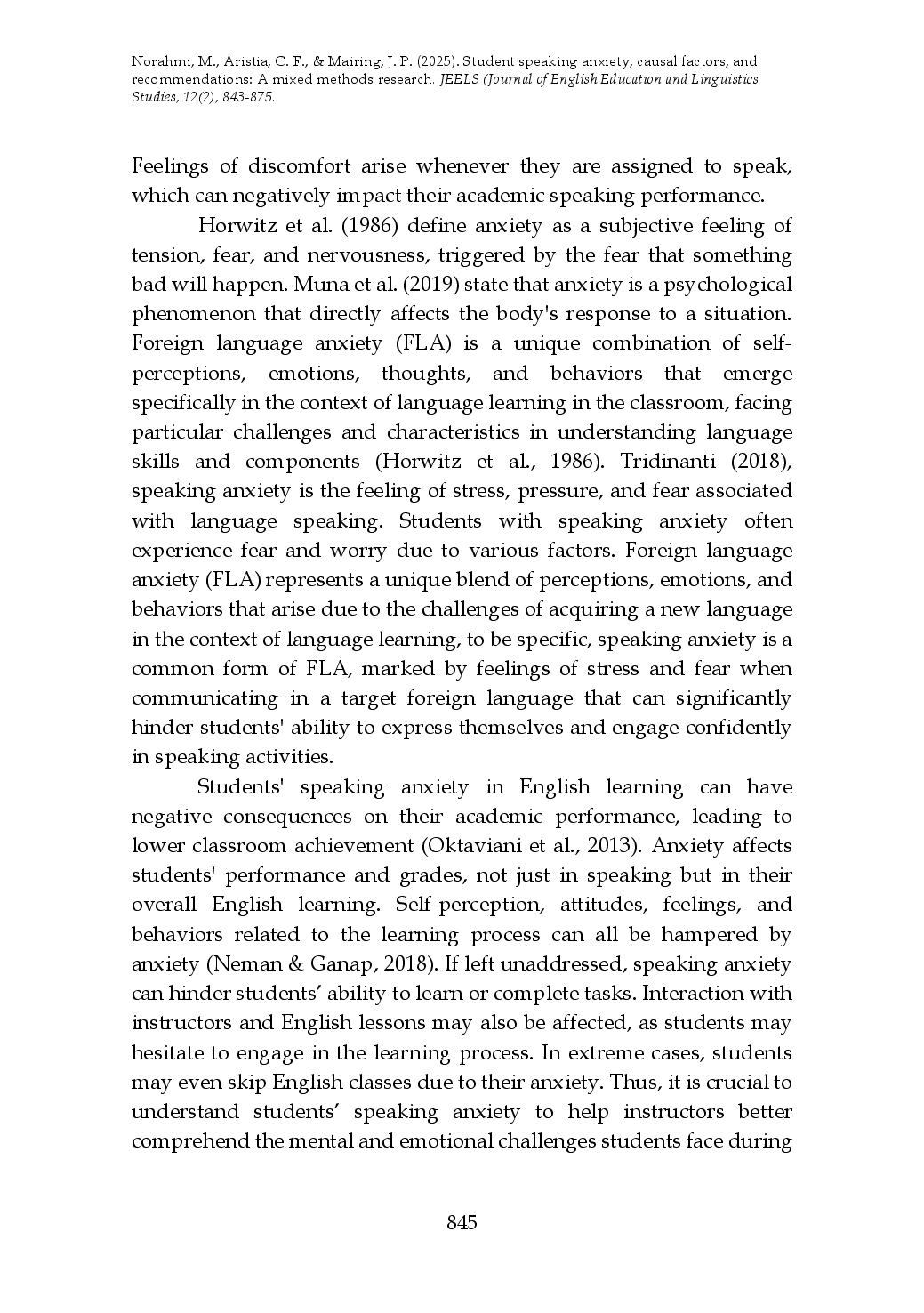 juris Student Speaking Anxiety Causal Factors and Recommendations A Mixed Methods Research