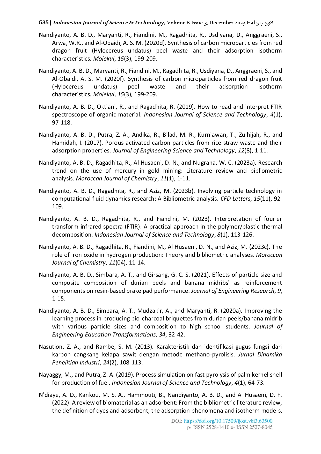 juris Characteristics of Tamarind Seed Biochar at Different Pyrolysis Temperatures as Waste Management Strategy Experiments and Bibliometric Analysis