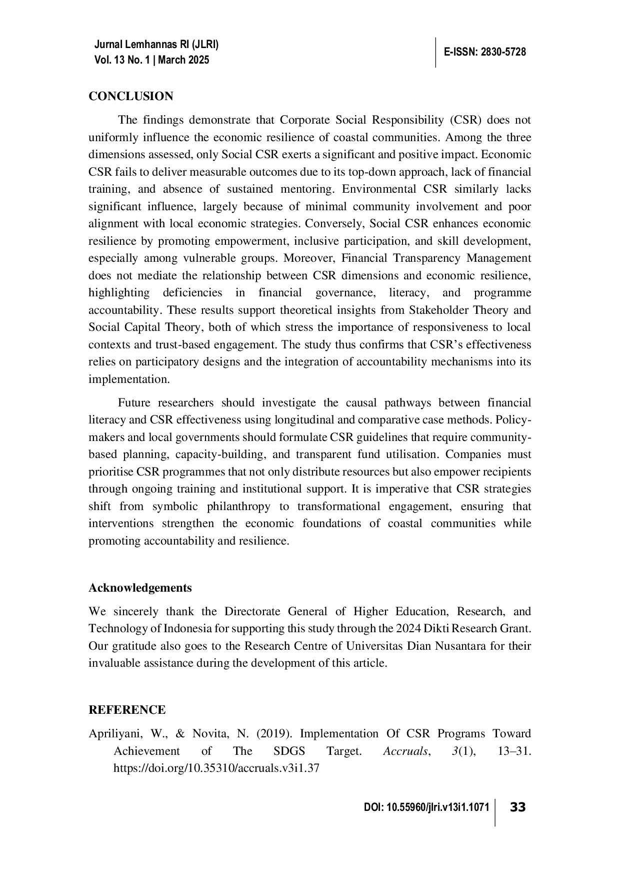 JURIS Mediating Role of Financial Transparency in Strengthening Economic Resilience