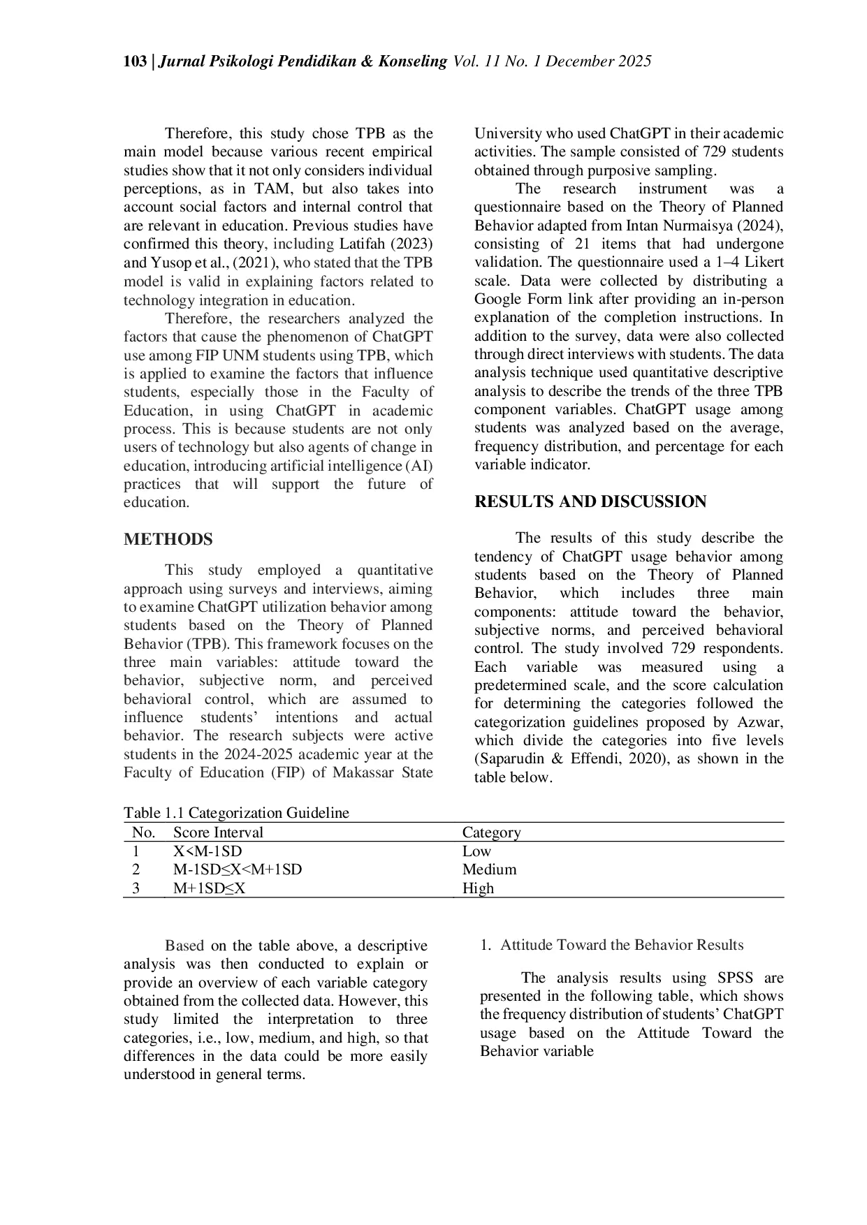 JURIS Theory of planned behavior an analysis of ChatGPT usage behavior among students at Makassar State University