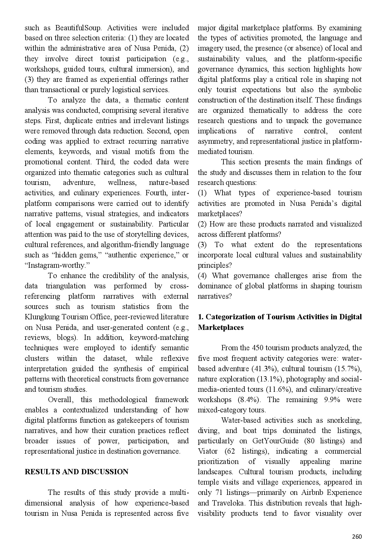 juris Governance of Experience Based Tourism Narratives Representation of Nusa Penida Tourism Products in Digital Marketplaces
