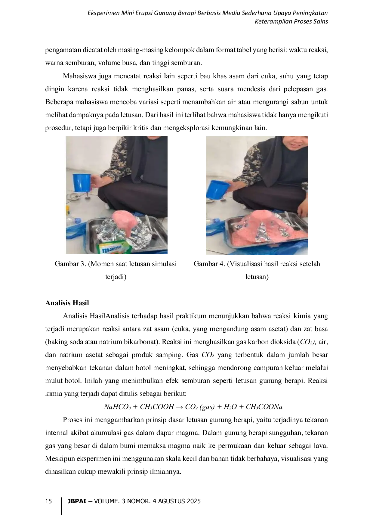 JURIS Eksperimen Mini Erupsi Gunung Berapi Berbasis Media Sederhana Upaya Peningkatan Keterampilan Proses Sains