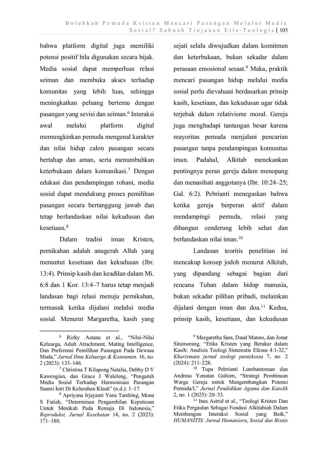 JURIS Bolehkah Pemuda Kristen Mencari Pasangan Hidup Melalui Media Sosial Suatu Tinjauan Etika Kristen Kontekstual Masa Kini