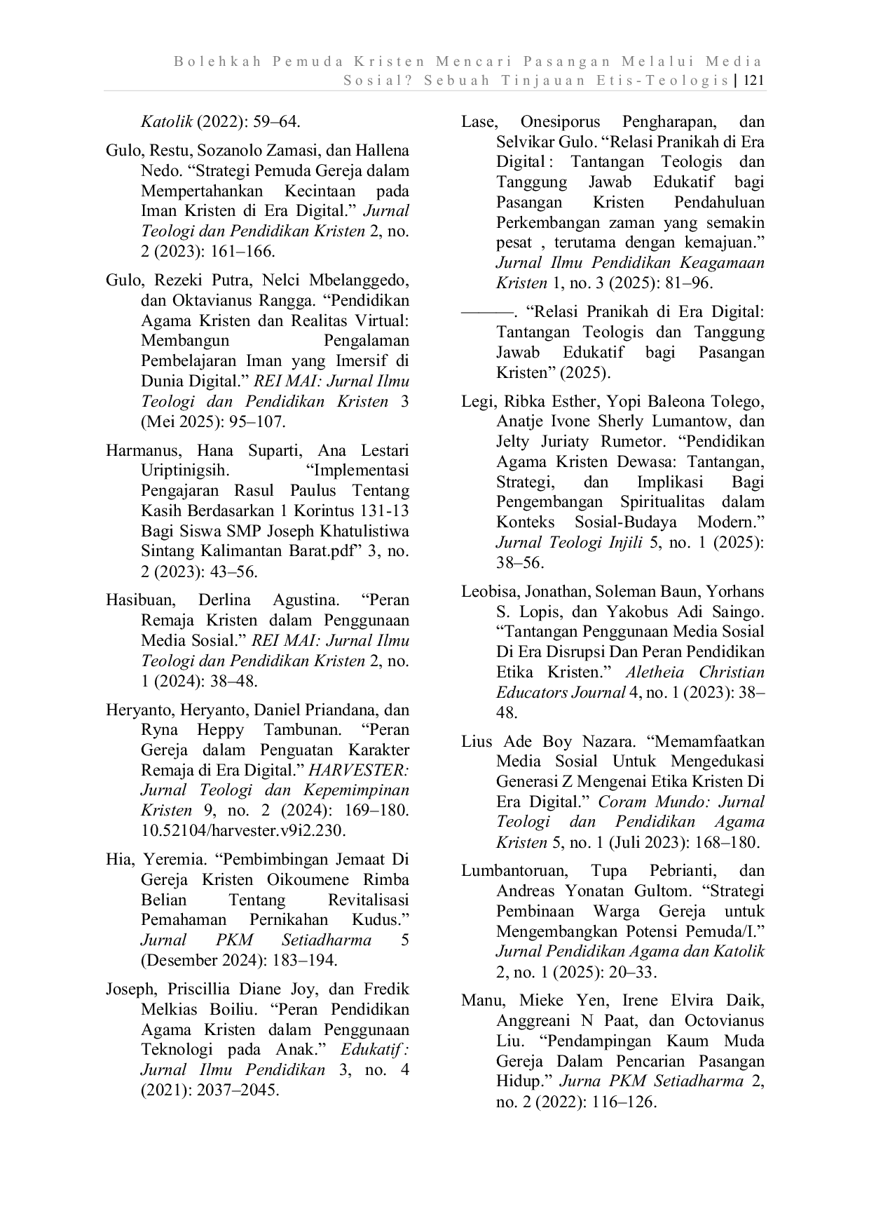 JURIS Bolehkah Pemuda Kristen Mencari Pasangan Hidup Melalui Media Sosial Suatu Tinjauan Etika Kristen Kontekstual Masa Kini