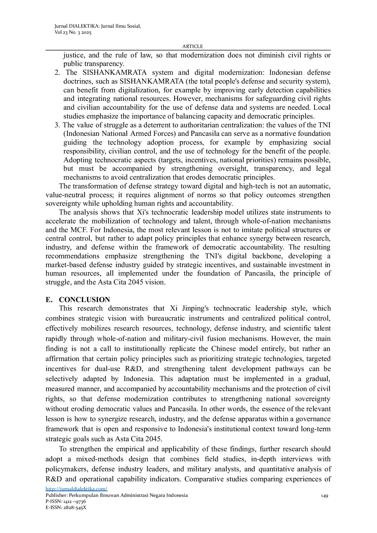 JURIS Xi Jinping s Technocratic Leadership And China s National Resource Mobilization Implications for The Tni s Defense Strategy and Digitalization