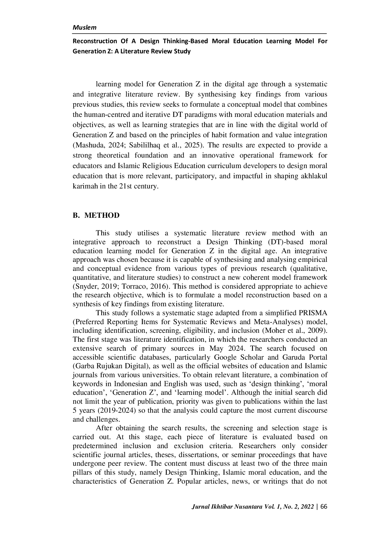 JURIS Reconstruction Of A Design Thinking Based Moral Education Learning Model For Generation Z A Literature Review Study
