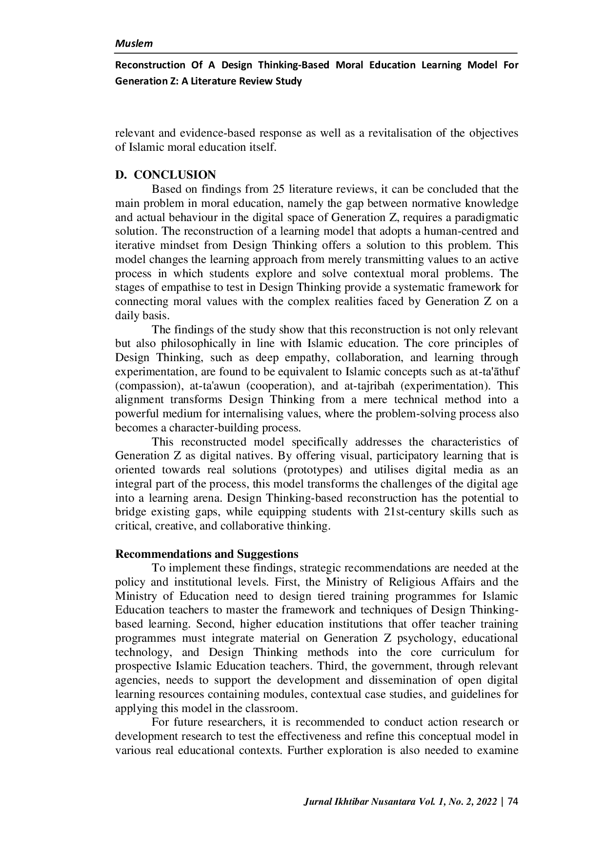 JURIS Reconstruction Of A Design Thinking Based Moral Education Learning Model For Generation Z A Literature Review Study