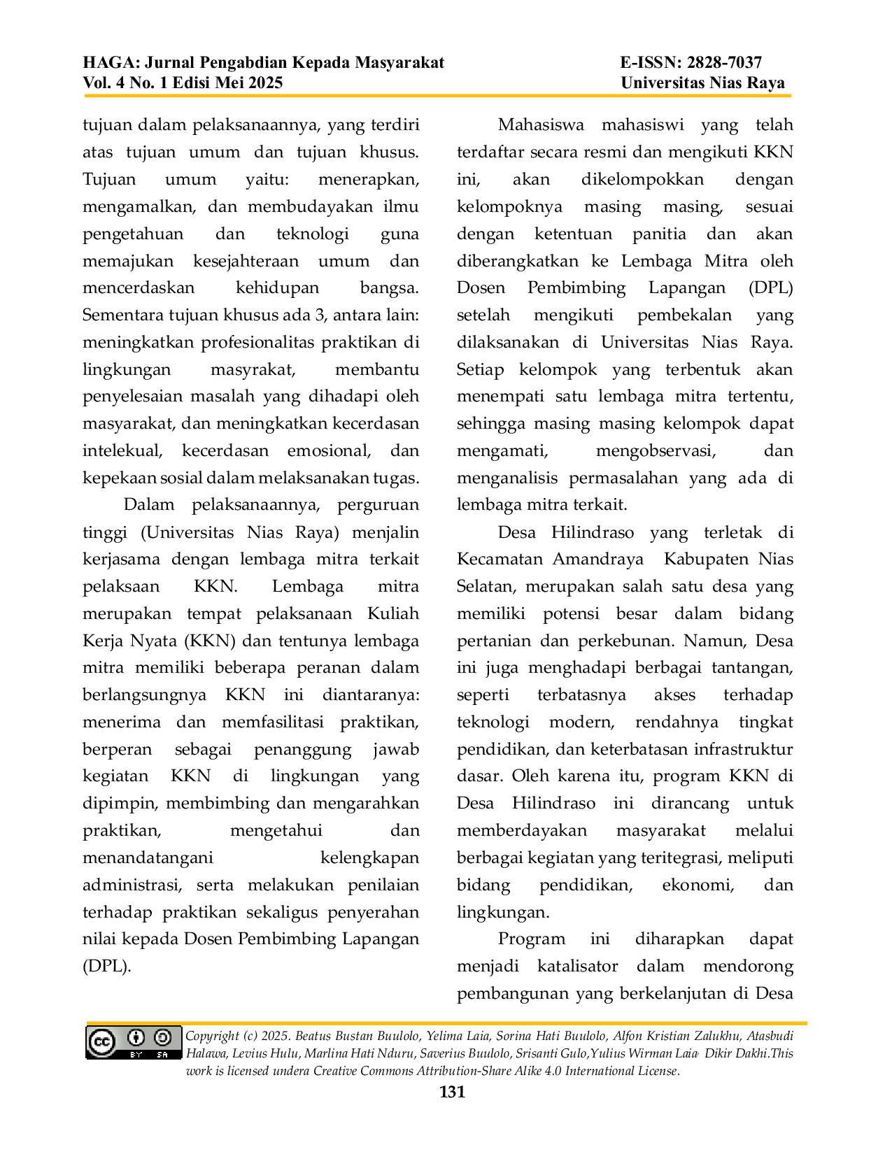 JURIS Menjaga Lingkungan Desa Melalui Program 7K di Desa Hilindraso Kecamatan Amandraya Kabupaten Nias Selatan