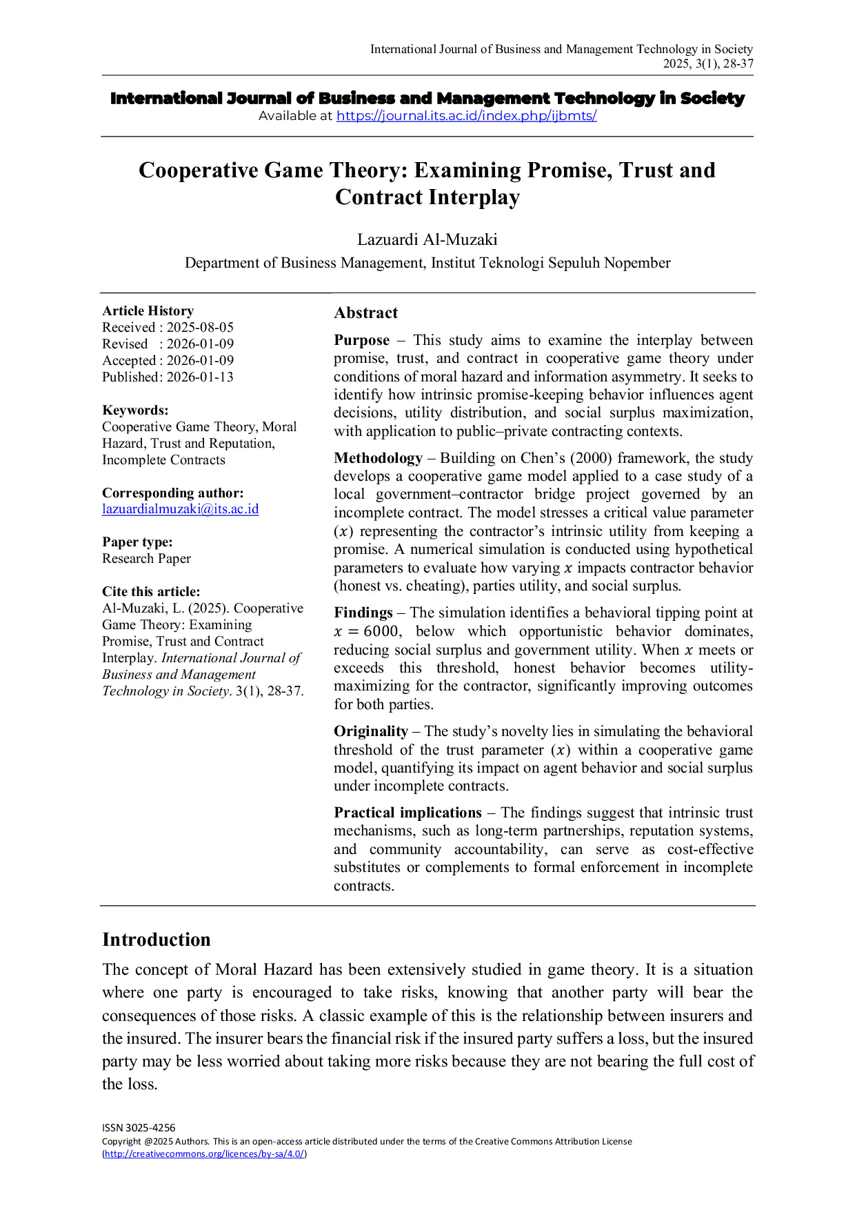 JURIS Cooperative Game Theory Examining Promise Trust and Contract Interplay