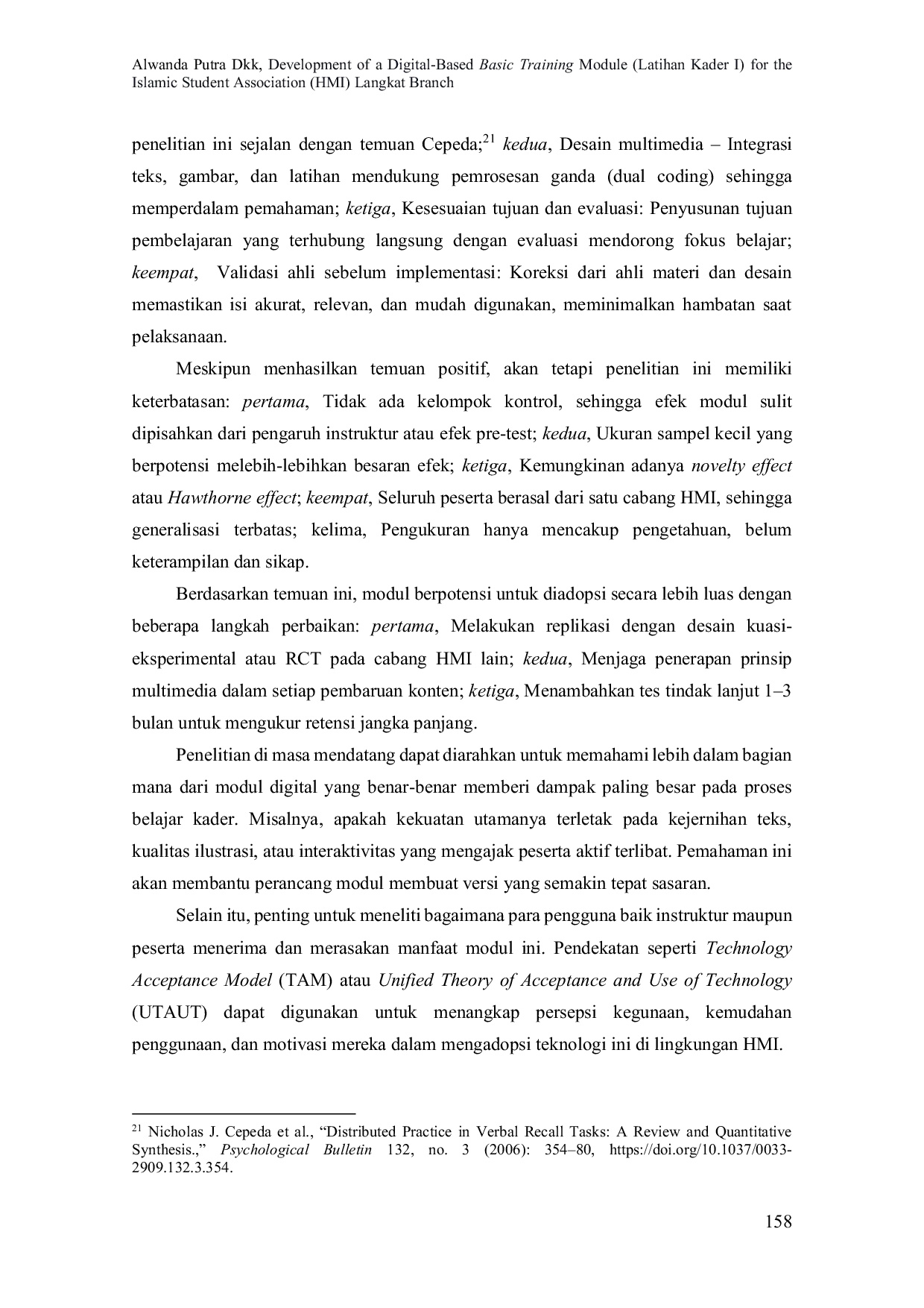 JURIS Pengembangan Modul Basic Training Latihan Kader I Berbasis Digital pada Perkaderan Himpunan Mahasiswa Islam HMI Cabang Langkat