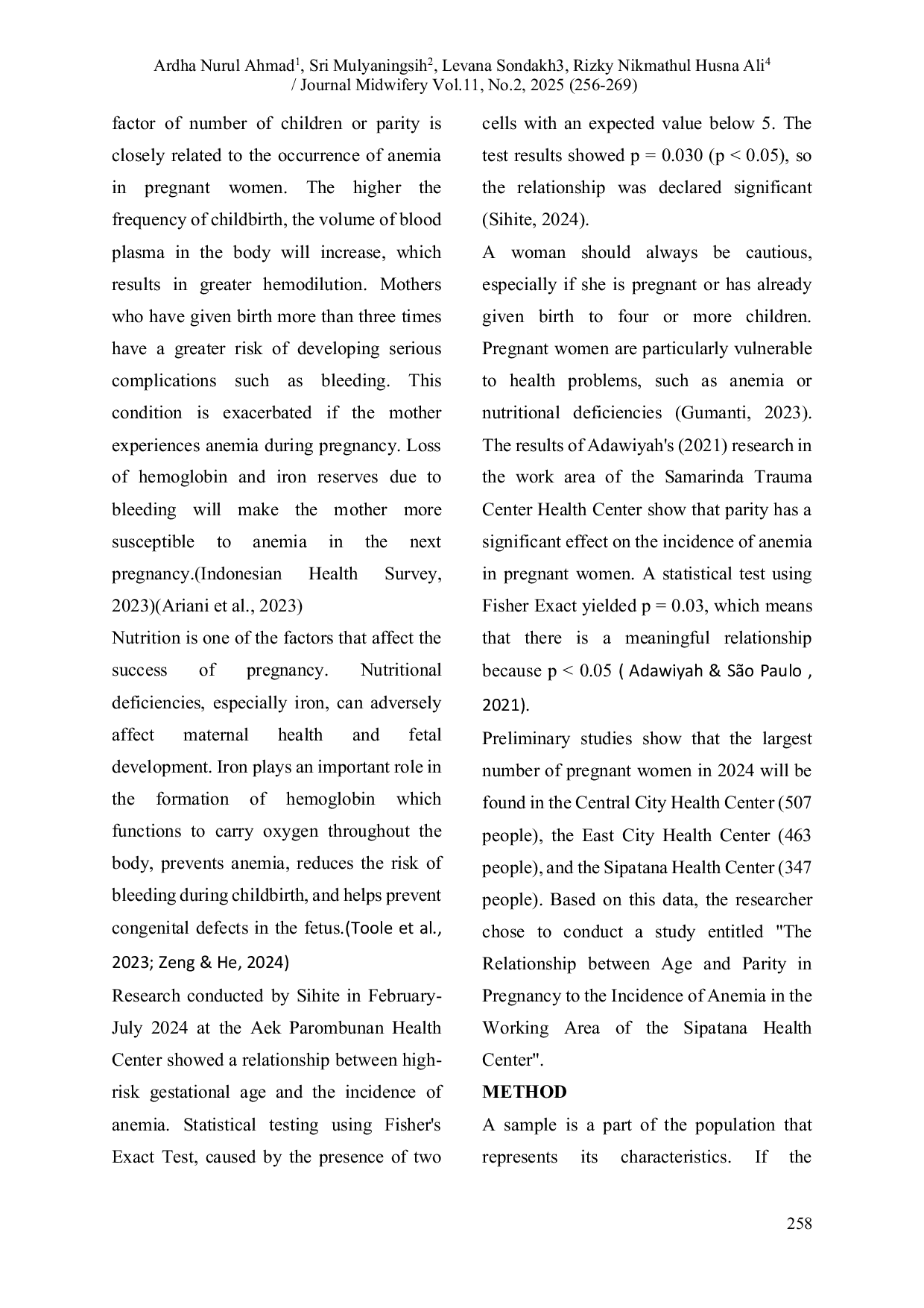 JURIS The Relationship between Age and Parity in Pregnancy to the Incidence of Anemia in the Working Area of the Sipatana Health Center