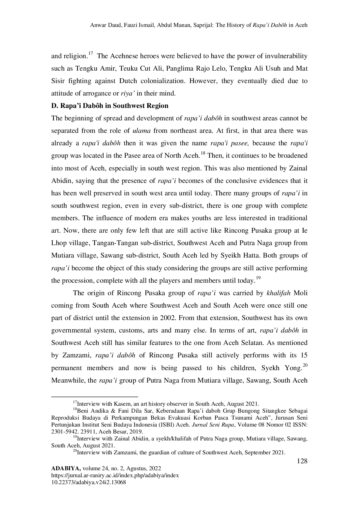 JURIS The History of Rapa i Dab h in Aceh