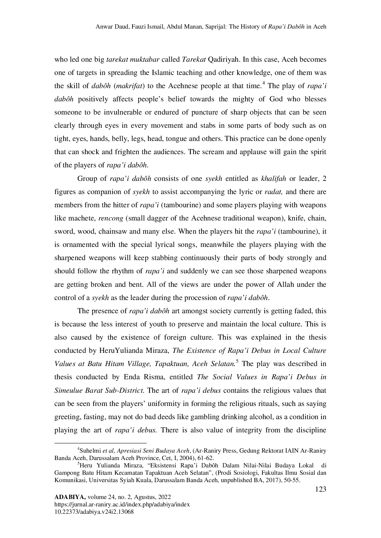 JURIS The History of Rapa i Dab h in Aceh