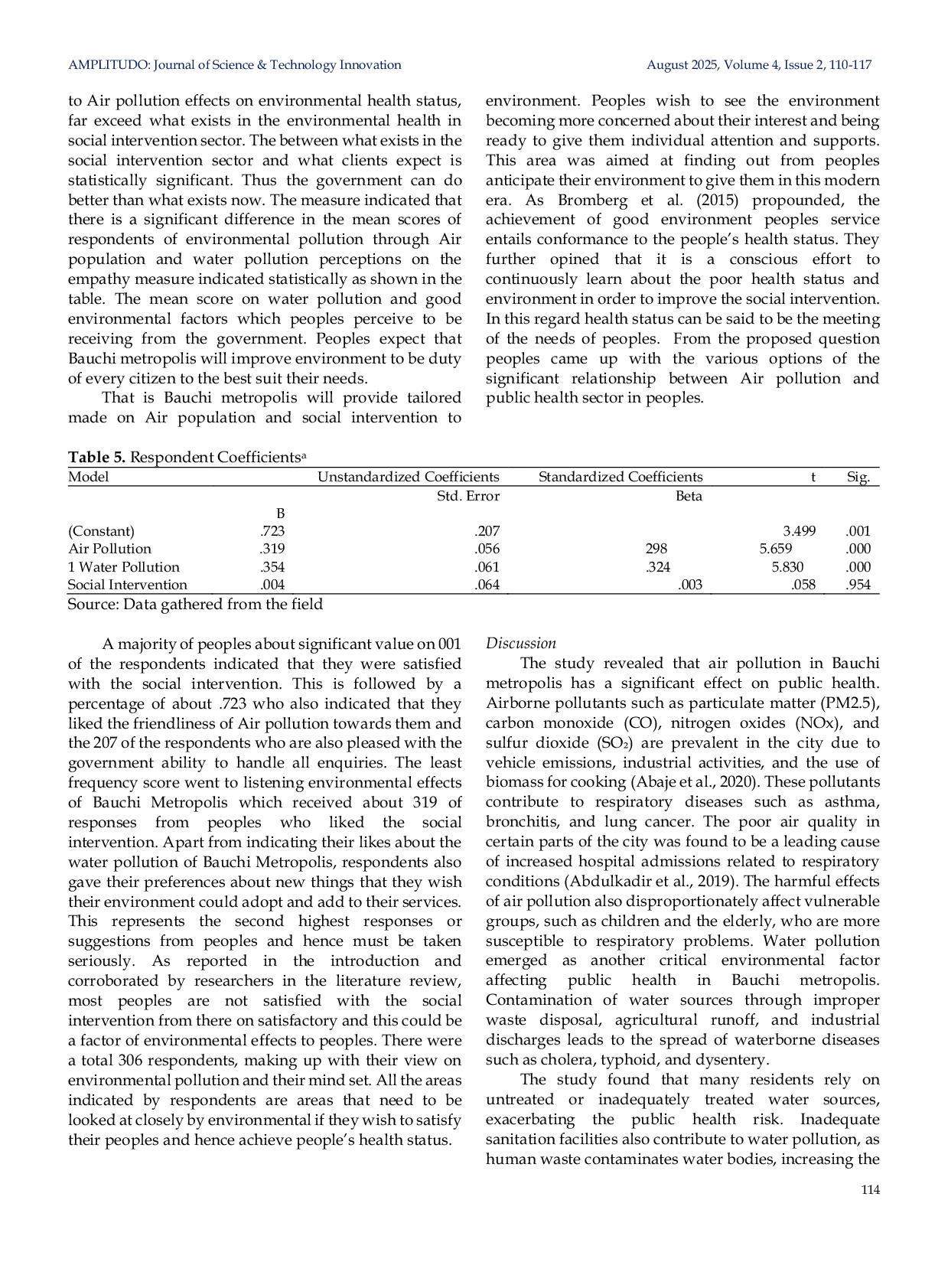 JURIS Assessment of Environmental Pollution on Public Health Status of Communities in Bauchi Metropolis Bauchi State