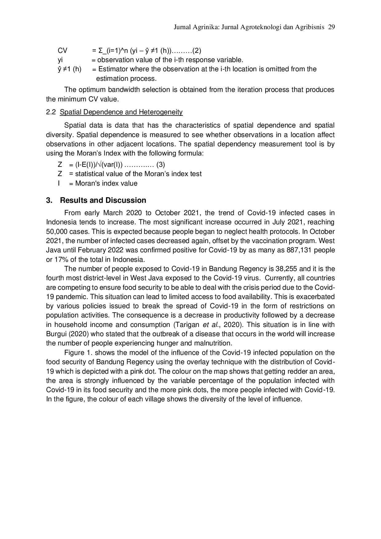 JURIS Geographically Weighted Regression GWR Model of Bandung Regency Food Security during the Covid 19 Pandemic